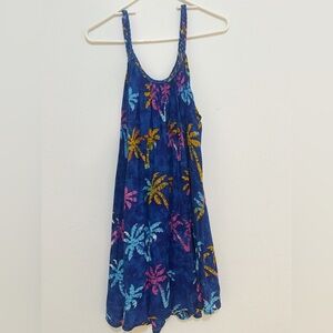 Tropical Print Blue Maxi Dress